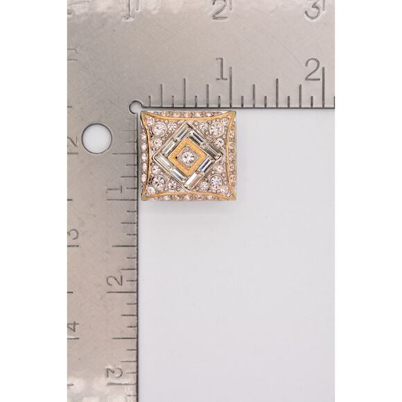 Vintage Crystal Clip On Earrings Statement Bold Costume Jewelry Chunky 80s BinAE - Picture 12 of 12